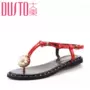 DUSTO / 2018 hè mới giản dị gót thấp đế bằng phẳng giày dép nữ sinh viên DW18X1213A bitis hunter sandal