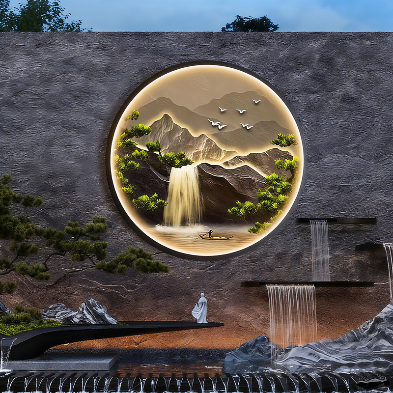 Outdoor Wall Lamp, New Chinese-Style Landscape Mural Lamp, Courtyard Solar-Powered Shadow Wall Lamp, Outdoor Waterproof Pavilion Background Wall Lamp Outdoor Wall Lamp, New Chinese-Style Landscape Mural Lamp, Courtyard Solar-Powered Shadow Wall Lamp, Outdoor Waterproof Pavilion Background Wall Lamp