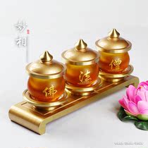 For Buddha Cup net Cup fairy water cup water cup Buddhist Guanyin Cup sacred Taiwan pure copper ancient method true glass holy water Cup