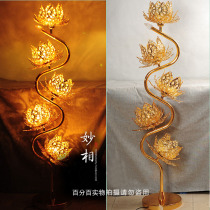 Buddhist supplies Temple Buddha lamp light light Buddha Hall Buddha lamp three five nine large crystal lotus floor lamp