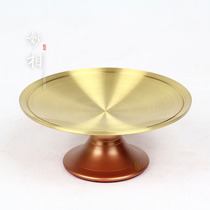 Buddhist supplies Taiwan pure copper for the Buddha for the God of Wealth fruit plate high-end Tribute Plate gold silk noodle fruit plate