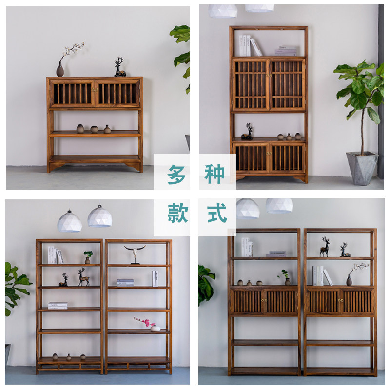 Bogu rack new Chinese style modern minimalist display rack solid wood old elm walnut mahogany tea set rack