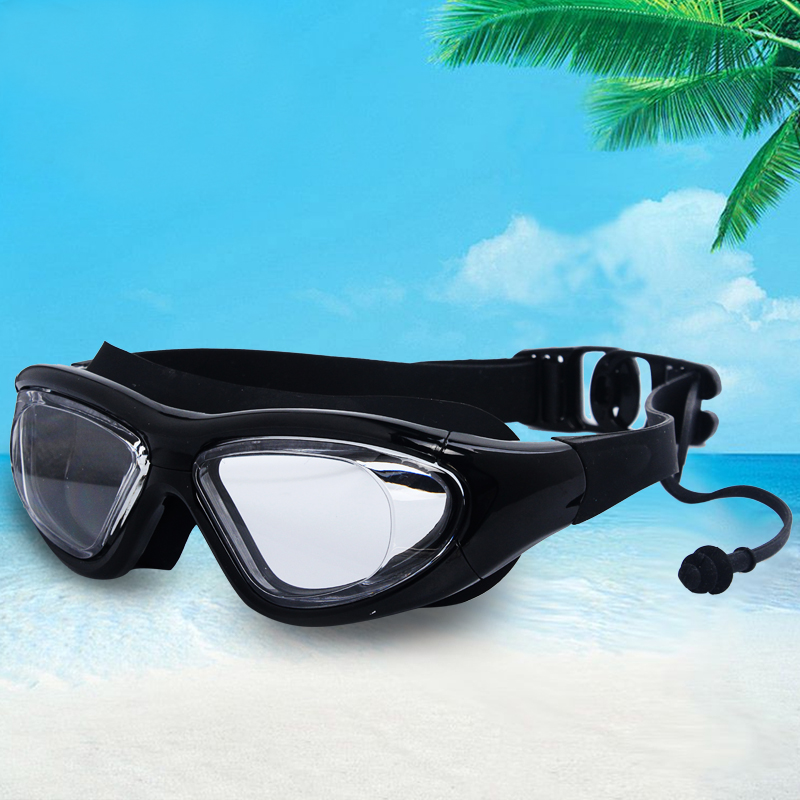 Swimming Goggles Large Frame HD Transparent Anti-Fog Waterproof Women's Men's White Lenses Indoor Clear Swimming Glasses Goggles