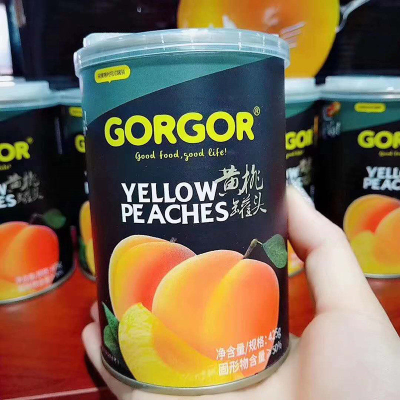 GORGOR fruit yellow peach canned 425 grams * 12 cans of raw fruit products new packaging Dong Xiaomei