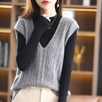 Retro gallows cashmere knitted vest waistcoat for women 2022 early spring new stack wearing sweater blouses wool kumba