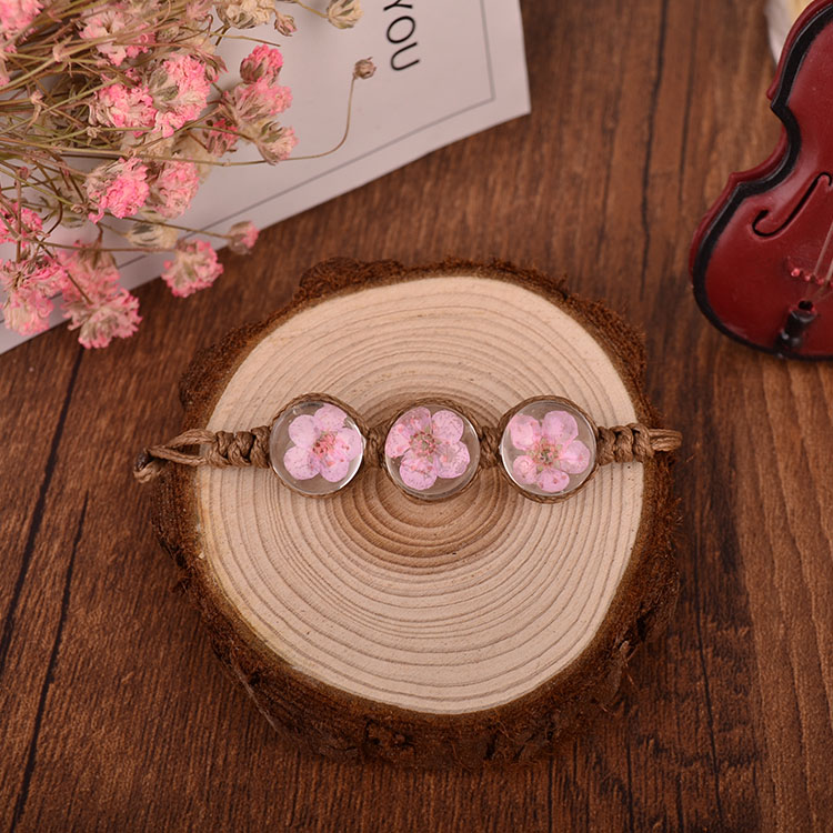 Hoa thật khô hoa dệt vòng tay danh lam thắng cảnh nguồn phân phối Sen nhỏ tươi tự làm đồ trang sức tự nhiên hoa vĩnh cửu vòng phong thuỷ