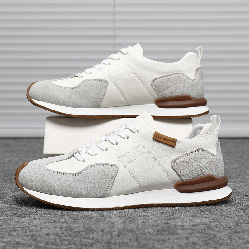 Genuine Leather Men's Shoes 2026 New Breathable Versatile Casual Sneakers Fashion British Style White Shoes Trendy Shoes