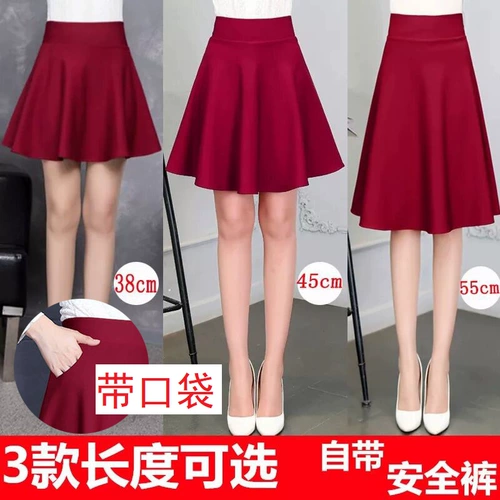 Осенняя мини-юбка, юбка в складку, большой размер, А-силуэт