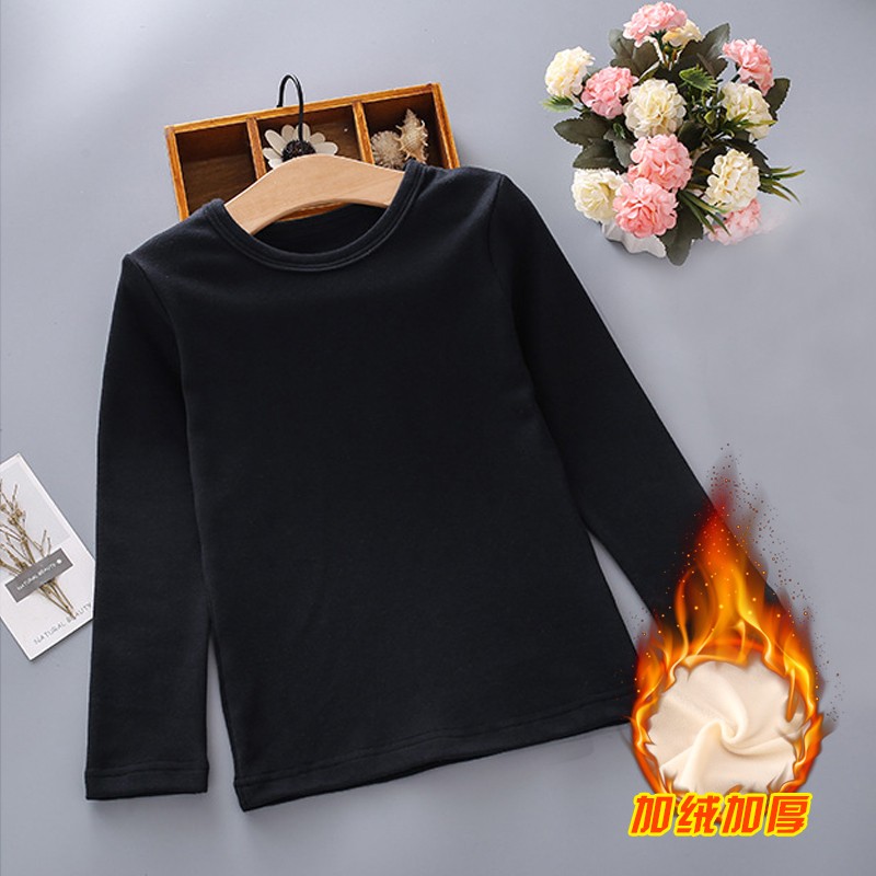 Girl plus jacket children black and white sleeve t-shirt boys winter cotton bottom underwear baby show clothes