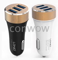 LDNIO 5V5 1A 3 Port USB car charging cigarette head mobile phone tablet computer car charger with data cable