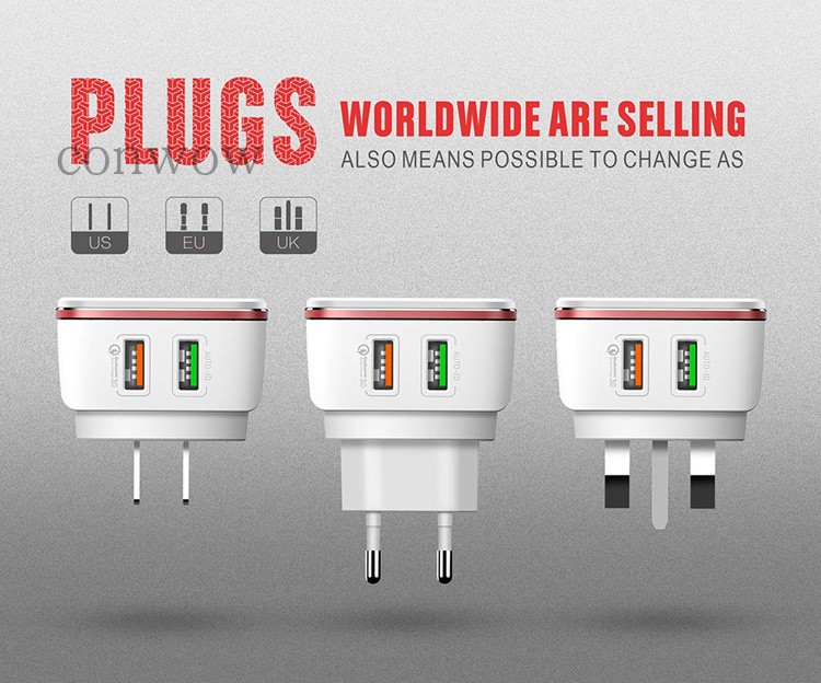 LDNIO 5V4 2A dual port USB QC3 0 fast charging mobile phone tablet charging head US, UK and European standard charger