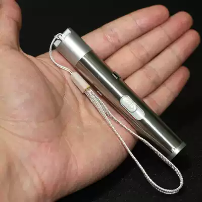 Stainless steel silver multifunctional rechargeable LED flashlight purple light anti-counterfeiting portable banknote detector light small mini UV