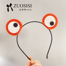 Hair hoop with emotika bag Korean childrens headgear girl cute photo styling frog head buckle hairpin headband