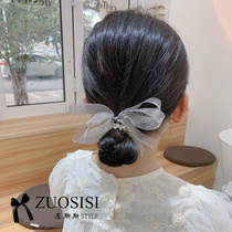 Zuos 21 new girl headgear children crystal beads hair accessories Hairband yarn bow leather band