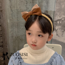 Zuos quality childrens hair accessories girl suede bow hair hoop plain simple headwear
