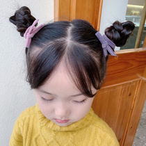 Autumn and winter new childrens hair accessories Korean girls quality Hairband head rope flocking bow tie