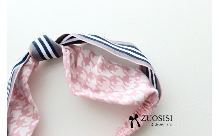 Zuosisi Zuosi trẻ em màu hồng ruy băng phụ kiện tóc cô gái sọc thắt nút băng đầu tóc kẹp càng cua 5 răng
