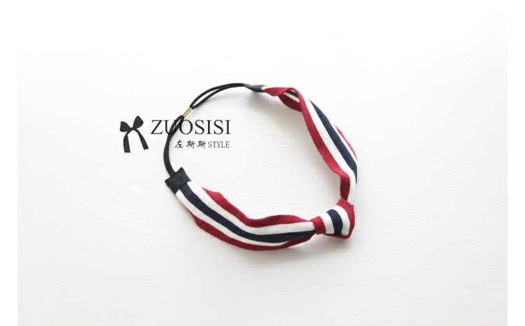 Sọc đỏ và trắng thắt nút cô gái headband phụ kiện tóc cha mẹ trẻ em thể thao đai tóc cô gái thủy triều kẹp tóc giả