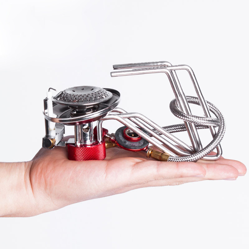 Outdoor stove windproof portable two-piece gas stove Camping picnic kettle Electronic tinder folding storage