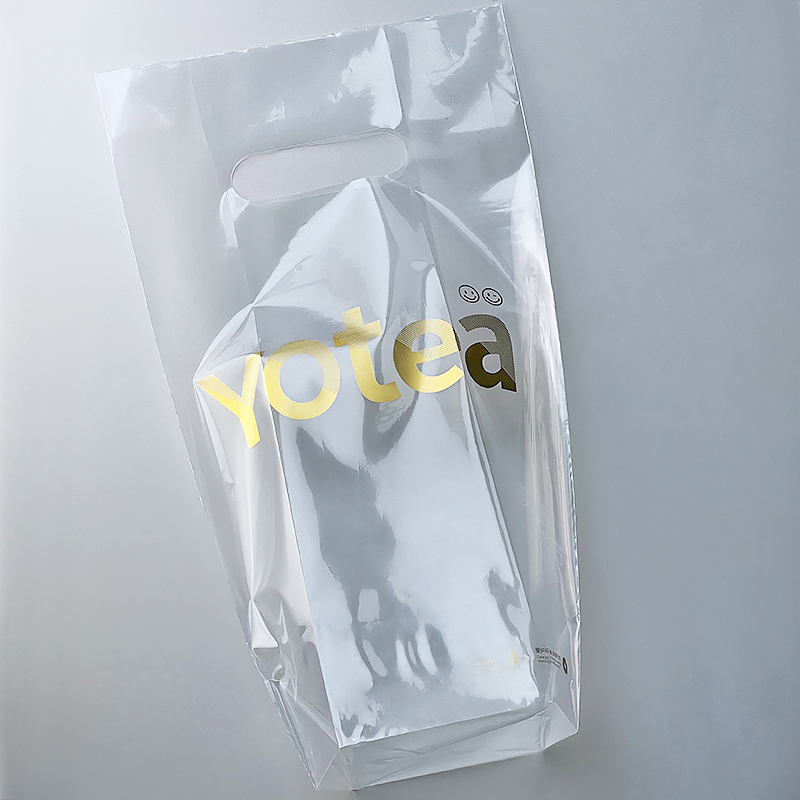 Disposable milk tea delivery packaging bag thickened transparent drink portable plastic single cup double cup bag custom logo