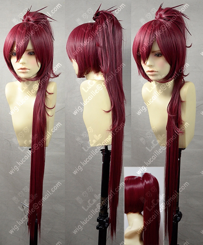 New Puella Magi Madoka Magica Kyoko Sakura Long red Cosplay Wig clip ponytail