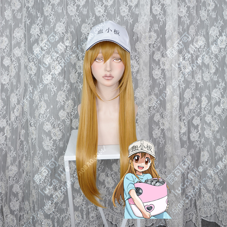 Làm việc tế bào tiểu cầu hai màu tùy chọn 70 cm tóc đuôi micro-khối lượng tóc thẳng hat cosplay tóc giả đồ ngủ cosplay nữ sinh