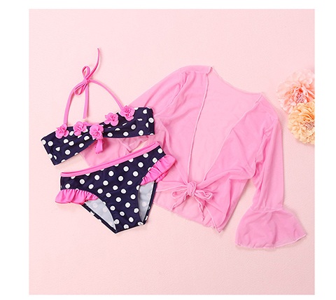 Đồ bơi mới dễ thương vừa và nhỏ cho bé công chúa bikini bikini ba mảnh ngọt ngào cho bé mùa xuân nóng bỏng Hàn Quốc bikini cho bé gái
