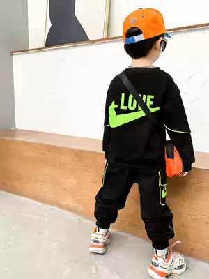 Boys' autumn sports suit 2021 New Korean Children's foreign style two-piece sweater baby autumn coat tide