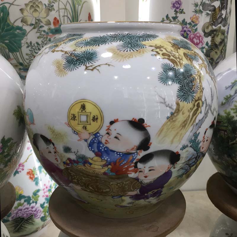 Jingdezhen hand - made 30 meters high c spherical ball vase peony peony vases, tong qu round porcelain vases