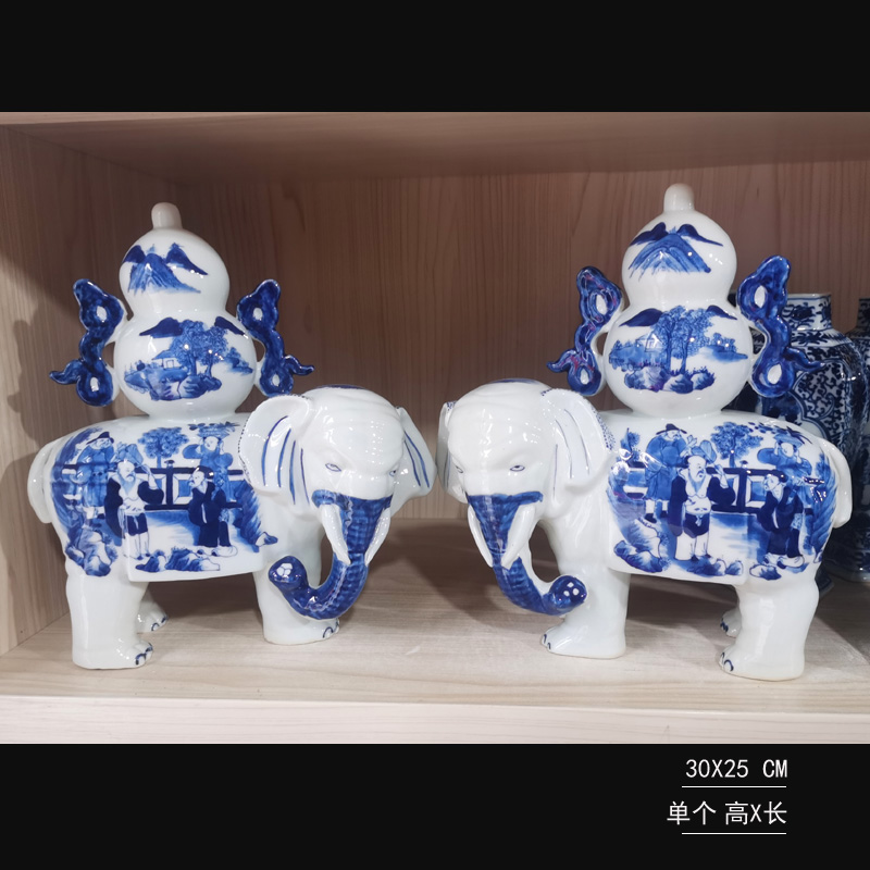 Jingdezhen blue and white elephant China hanging lucky elephant China hanging blue and white porcelain decoration