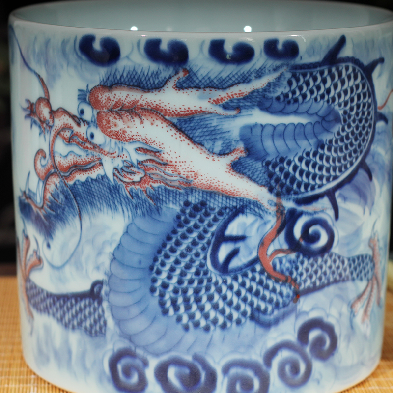 Blue and white porcelain dragon pattern censer temple temple statues furnishing articles present dragon WenXiangLu jingdezhen porcelain art