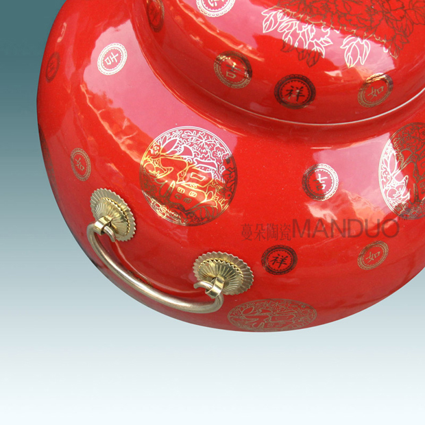 Jingdezhen elegant red cover pot festive wedding gifts red special ceramic new decorative furnishing articles