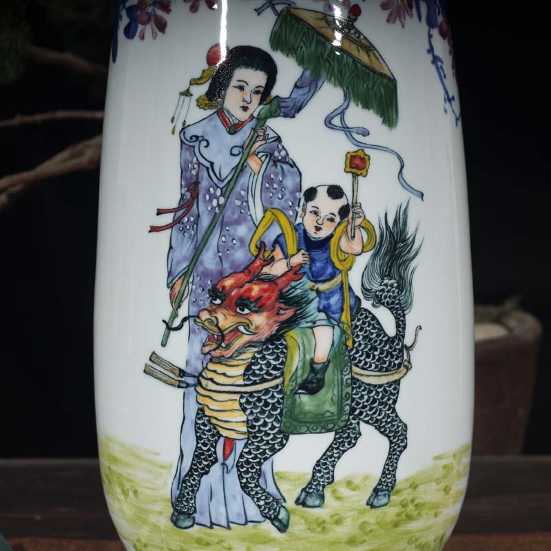 Jingdezhen laughs a kirin SongZi display vase vase vase elegant blue and white porcelain display art