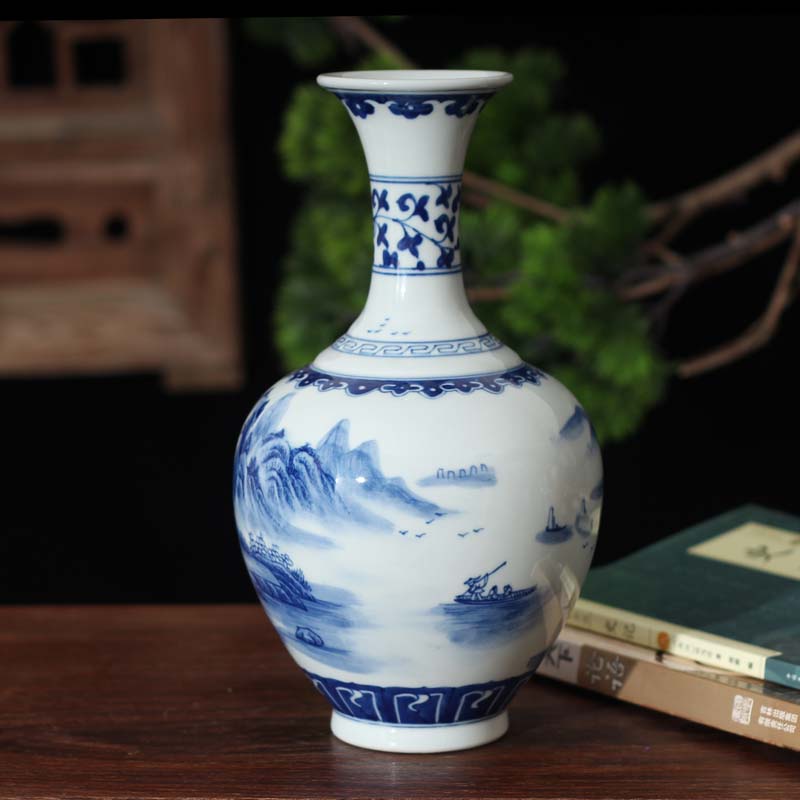 Jingdezhen hand - made scenery ears gift porcelain statute of high culture rich ancient frame boutique floret bottle furnishing articles