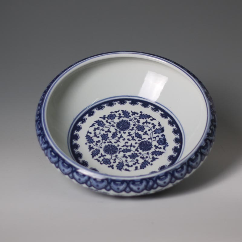 Inside painting Blue and white cultural pen wash elegant porcelain Blue and white narcissus basin Small turtle cylinder Snack porcelain cylinder