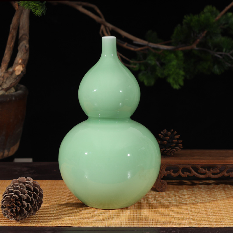 Glaze is contracted fashion decoration mesa gourd shape vase pure elegant celadon color color block display vase