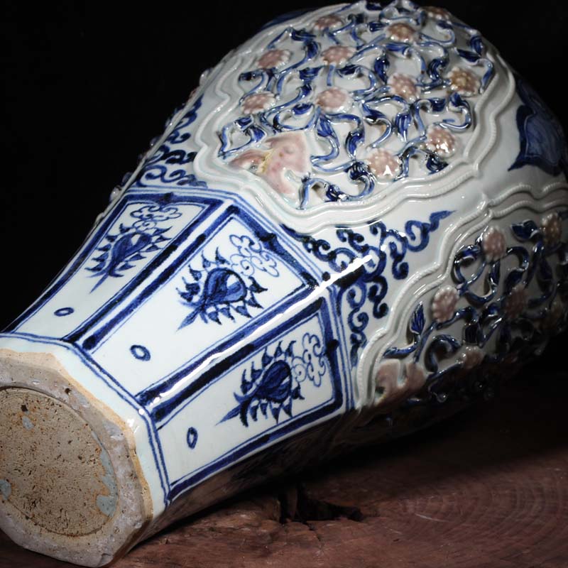 Jingdezhen heap carved porcelain mei mei imitation of yuan blue and white youligong porcelain bottle lid bottle head tiger caboodle spends big pot