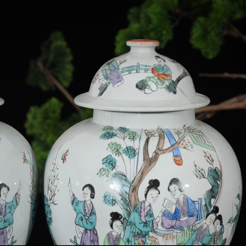 Jingdezhen general hand - made figure beauty ladies tank general elegant antique pot hand - made art of the republic of China