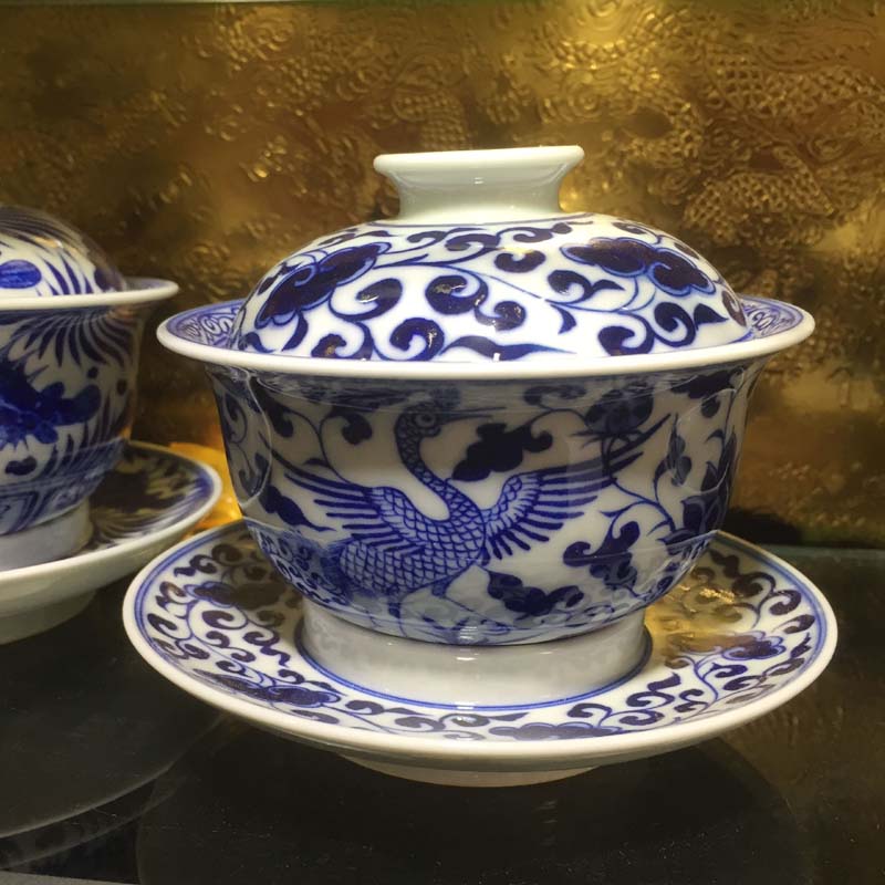 Jingdezhen blue and white maintain manual painting only three tureen dragon cup master cup tong qu firewood master CPU