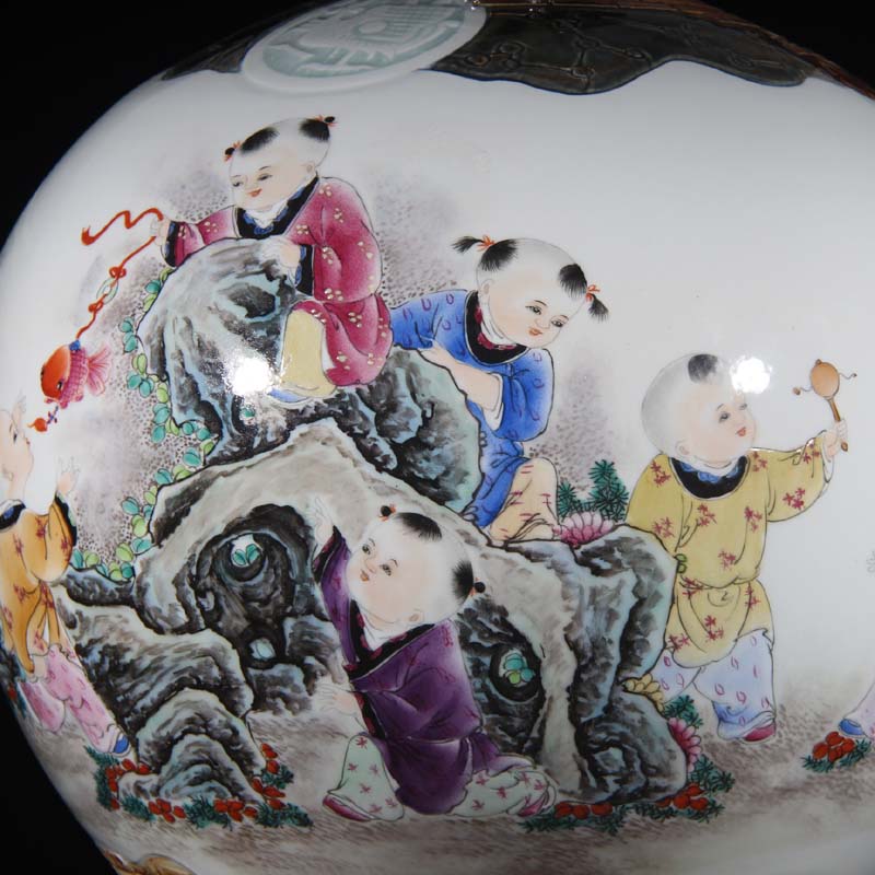 Jingdezhen hand - made works of tong qu tong qu Peng who porcelain Jingdezhen porcelain vase famous works