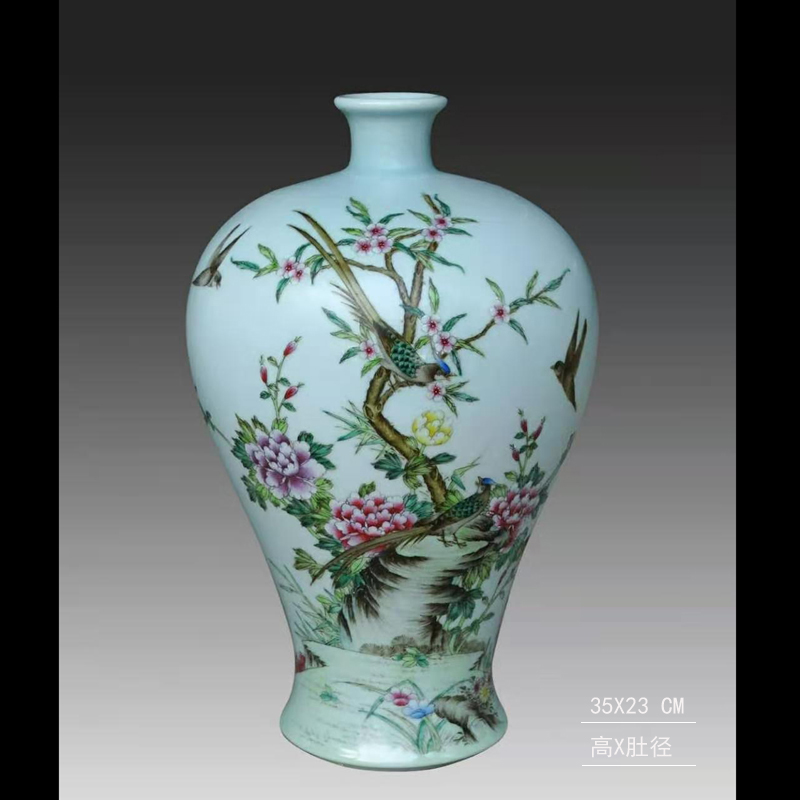 Jingdezhen imitation xiantao yongzheng porcelain vase hand - made xiantao peach bat flower name plum bottle gourd vase