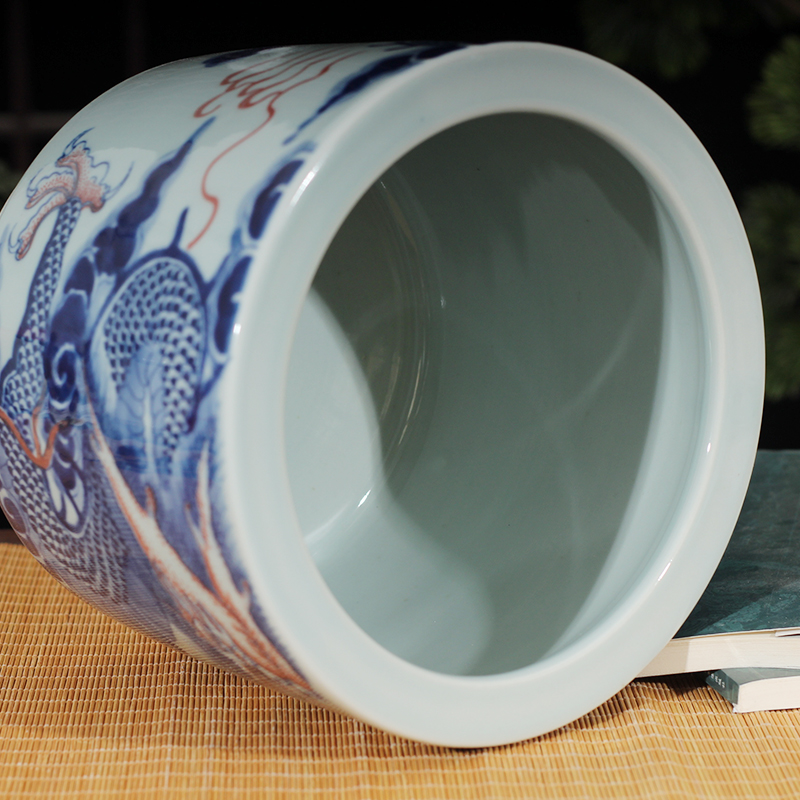 Blue and white porcelain dragon pattern censer temple temple statues furnishing articles present dragon WenXiangLu jingdezhen porcelain art