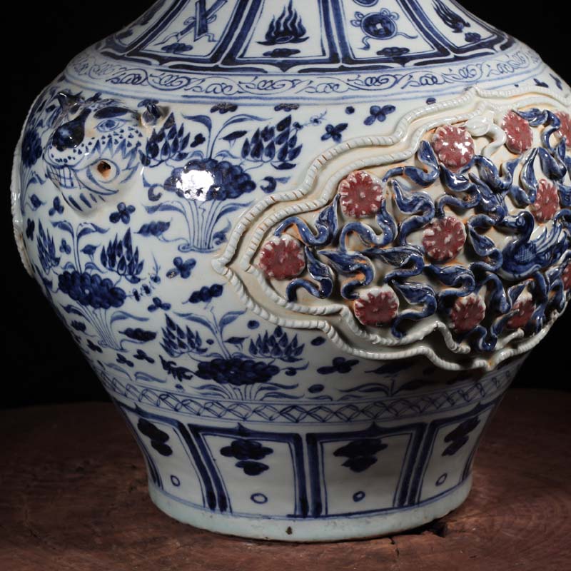 Jingdezhen heap carved porcelain mei mei imitation of yuan blue and white youligong porcelain bottle lid bottle head tiger caboodle spends big pot