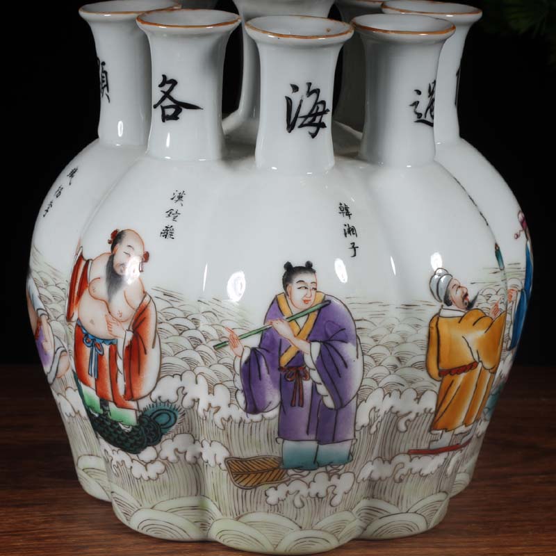 Jingdezhen landscape nine bottles of Jingdezhen hand - made the ensemble character decorative vases, antique vase