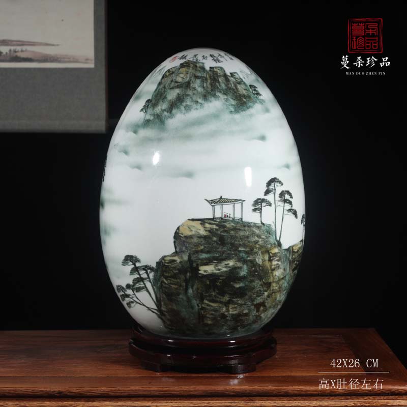 Jingdezhen blue and white porcelain hand - made an egg vase sitting room TV ark cabinet wall adornment bedroom vase