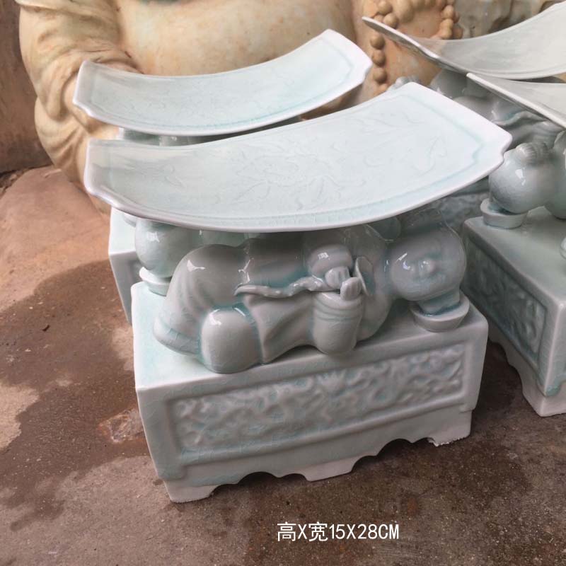 Jingdezhen hand - made elegant high - grade ceramic pillow imitation of blue and white porcelain up green porcelain pillows