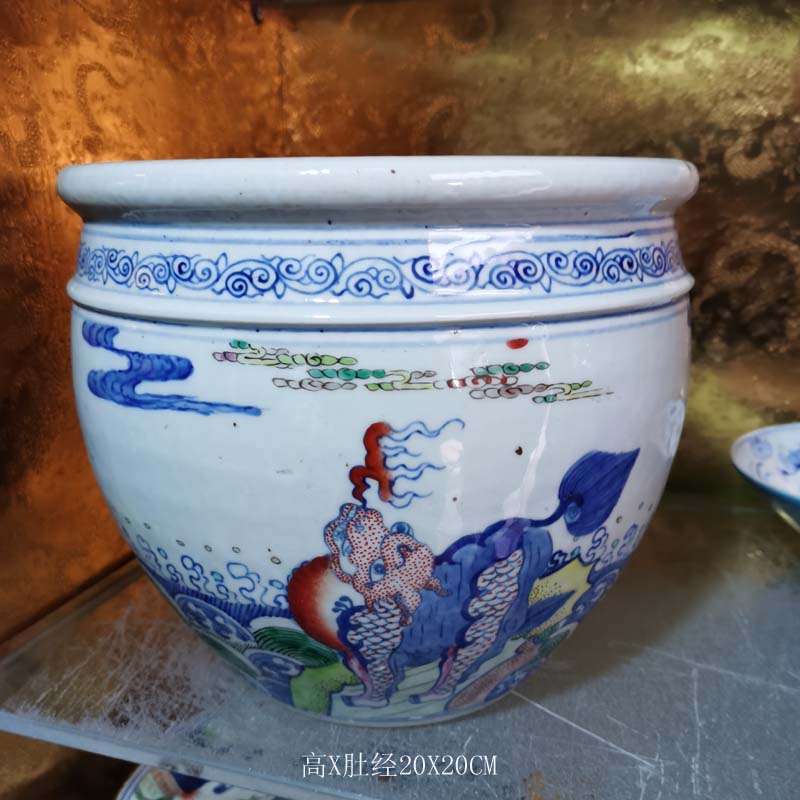 Jingdezhen longfeng small grain porcelain cylinder group longfeng porcelain cylinder diameter 20 high 20 Long Qilin censer porcelain