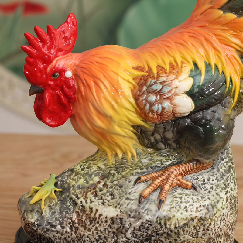 Jingdezhen made pottery big hen chicken family porcelain ceramic rooster China fierce rooster