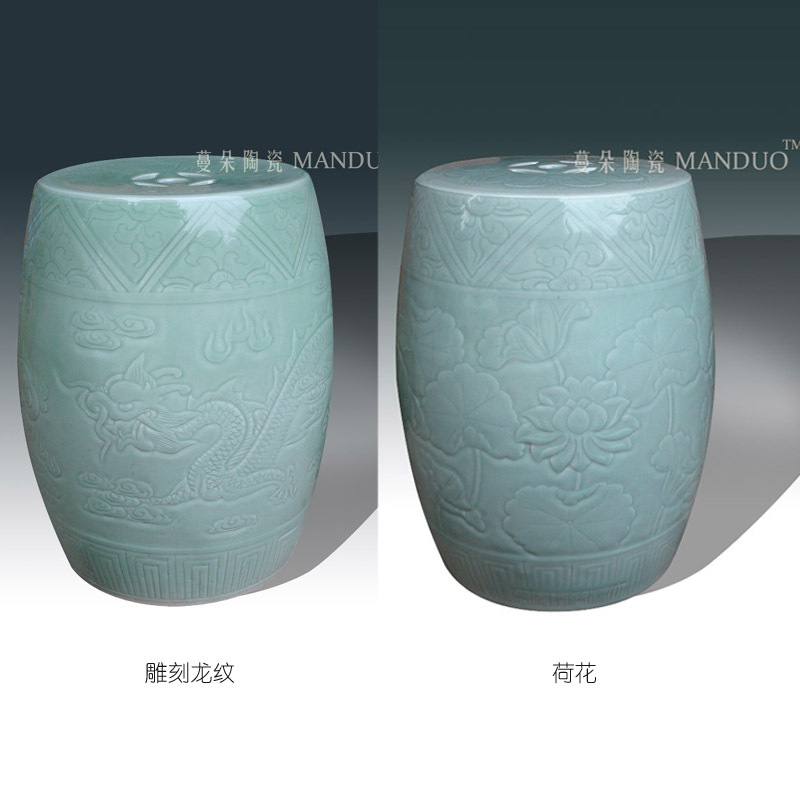 Jingdezhen porcelain ceramic stool outdoor balcony garden supplies elegant blue and white porcelain stool dragon pattern