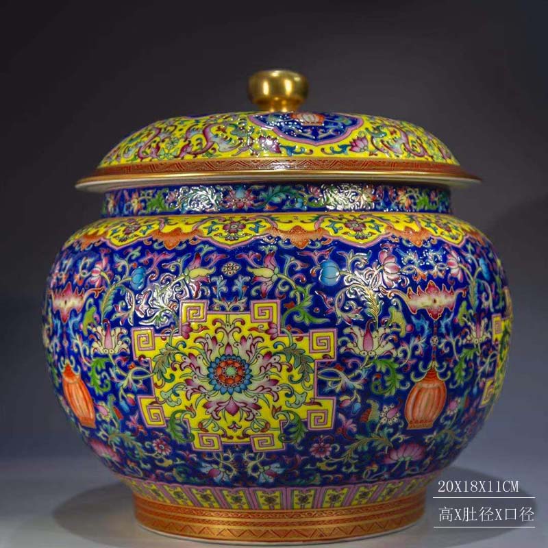 Jingdezhen hand - made pastel flowers cover pot of fine ceramic tea pot imitation up enameled flat cover tank